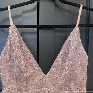 Cream/gold Sequins mini dress, M/L